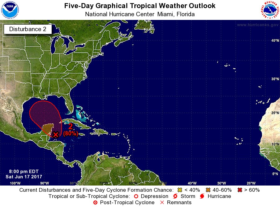 NHC_Atlantic's tweet photo. Tropical or subtropical cyclone is likely to form in the Gulf of Mexico early next week. #93L. For details go to https://t.co/tW4KeGdBFb https://t.co/3W0kDl4utR