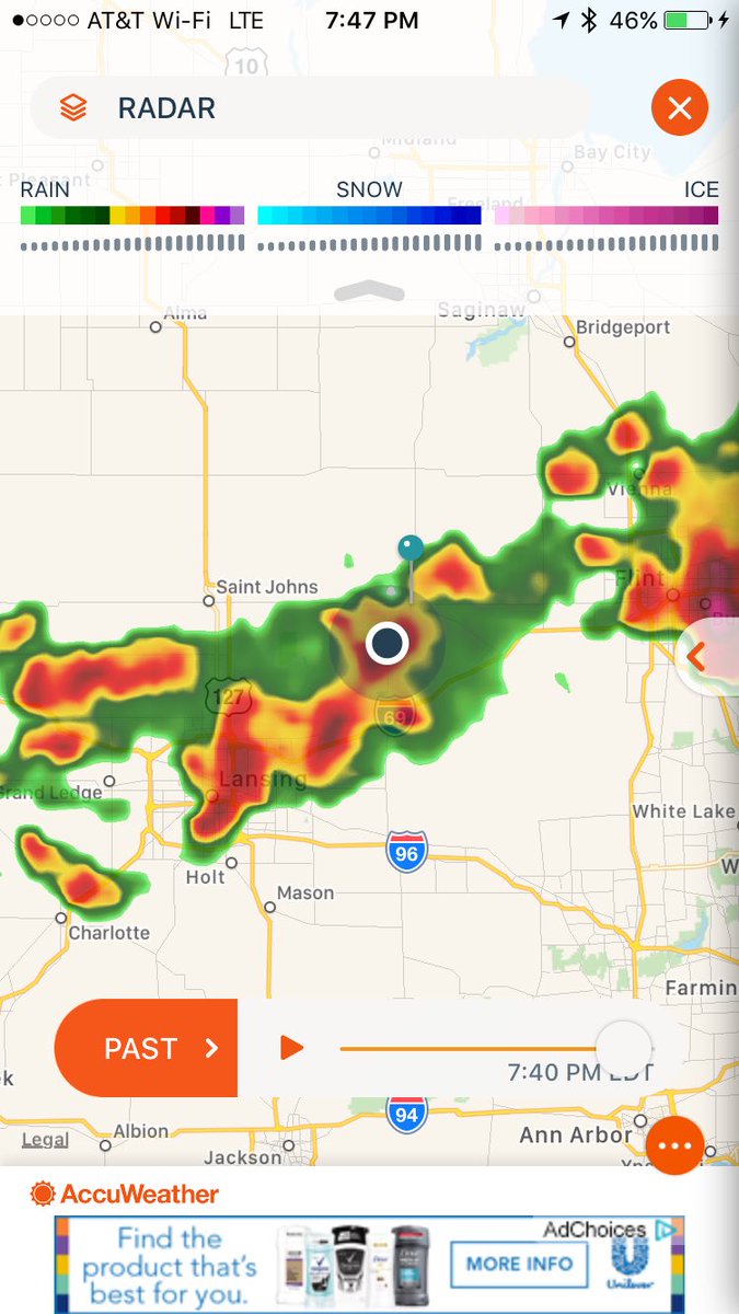 Steffy22CMU's tweet photo. This should be a fun drive home. I'm the dot in the middle. #notastormchaser #helpBill&Jo https://t.co/hyUFaVzI8r