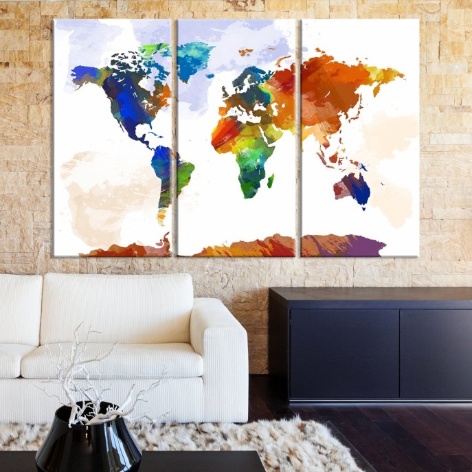 MyGreatCanvas's tweet photo. Large WAll Art Oil Paint Colorful World Map Canvas Print https://t.co/C1crZ4BQ7V