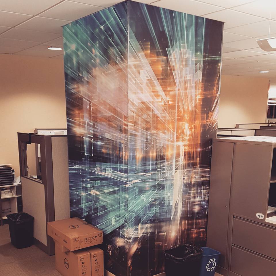 Dallasmural's tweet image. A pillar install we did a while ago. Let us liven up your space! 
#dallasmural