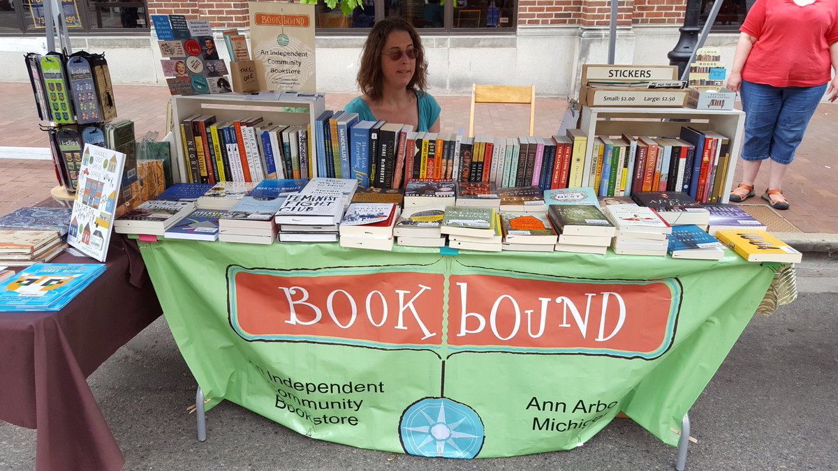 AABookFestival's tweet photo. Megan from Bookbound will give you suggestions for great books today until 5pm at the Street Fair. @BookboundMI  https://t.co/WxGkjNlvc5. https://t.co/ofWEI3YBIP