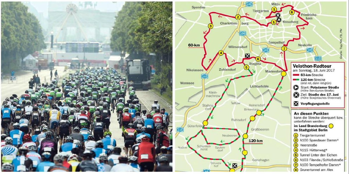 Tagesspiegel's tweet photo. #Velothon: 14.000 Sportler sind am Sonntag in #Berlin unterwegs. Ab 7 Uhr morgens kommt es zu großen Behinderungen. https://t.co/JsNZdFPJKY https://t.co/k7r8ktLMX5