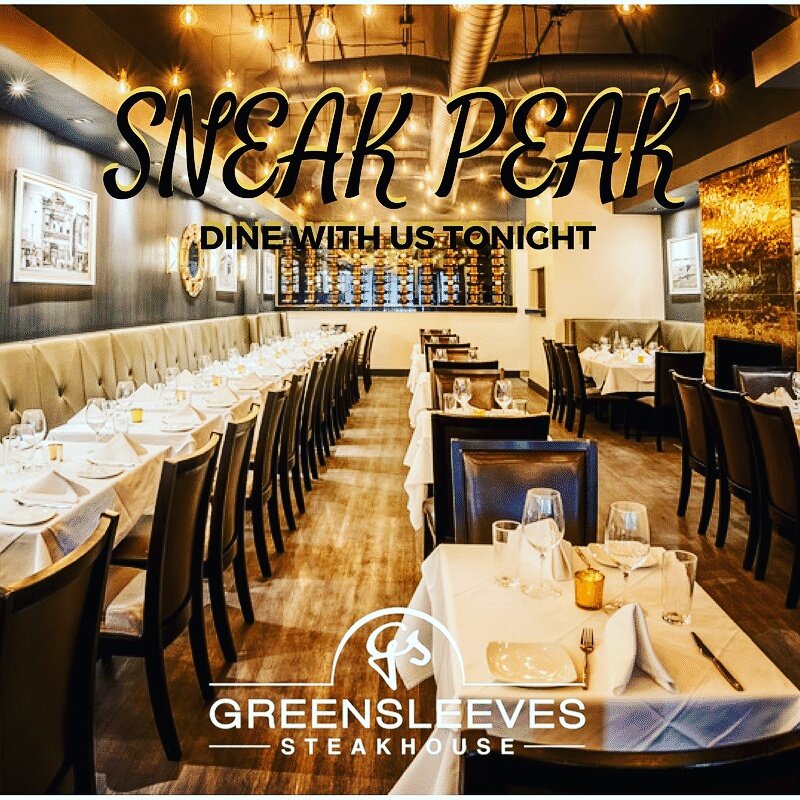 Greens_steak's tweet photo. SNEAK PEEK!!! From 6-10 p.m. #greensleevessteakhouse offers first come, first serve &amp; Open Table reserved seating in the dining room. https://t.co/G6COCE0OMk