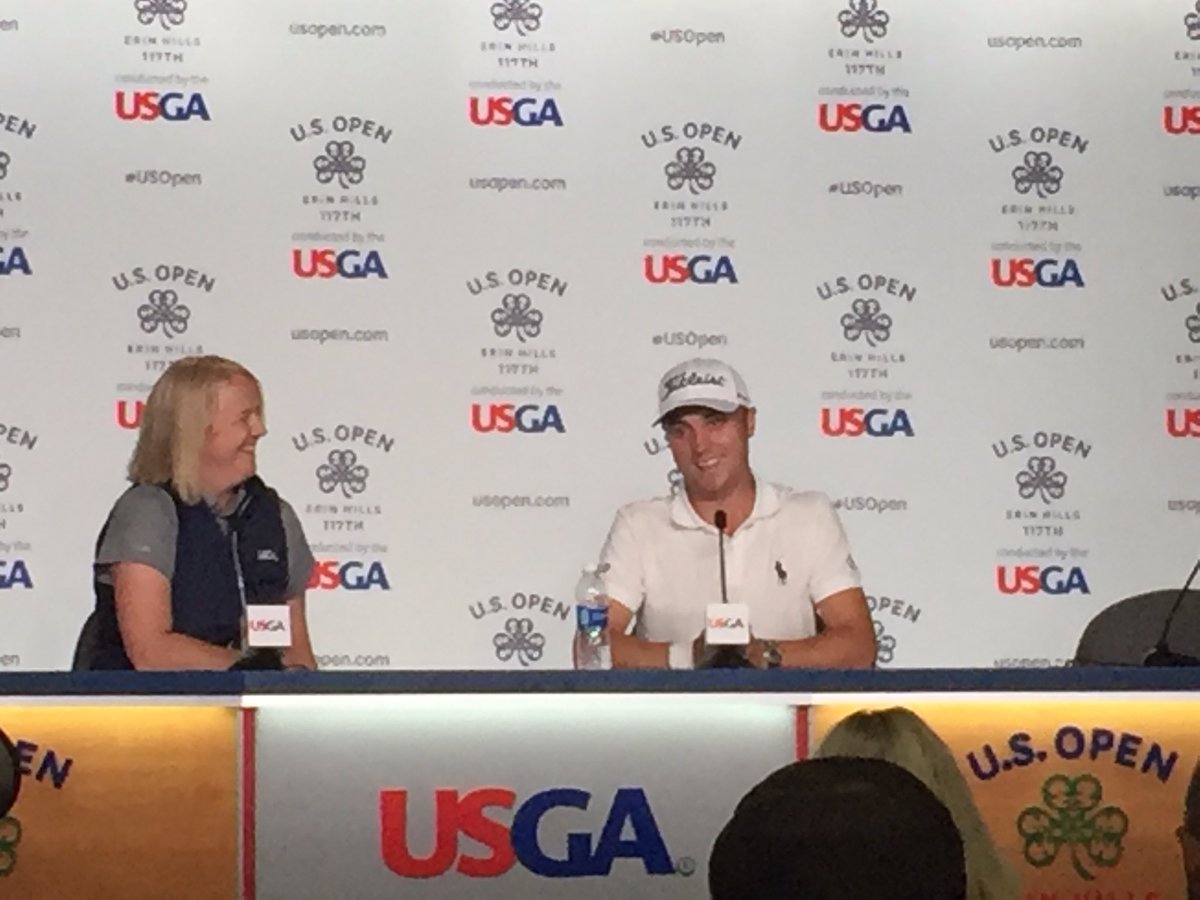 nollers74's tweet photo. Describe your round today... JT: "Fun!" #63 #9under #history #USOpen2017 https://t.co/xUyvmipOxQ