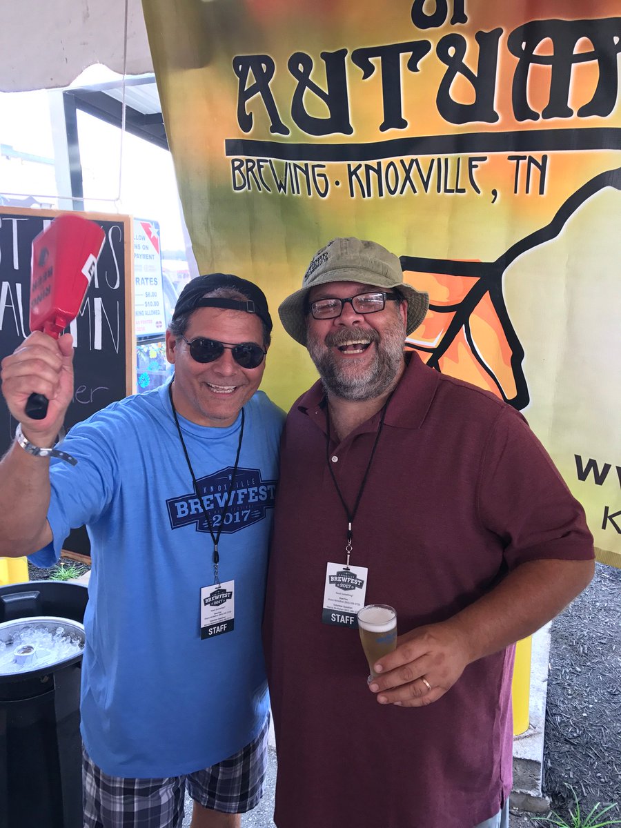 Having a great time at <a href="/KNXBrewfest/">Knoxville Brewfest</a>! We have local news celebrity <a href="/wvltrick/">Rick Russo</a> helping us to pour our #KnoxBeer! Cheers <a href="/wvlt/">wvlt</a>!