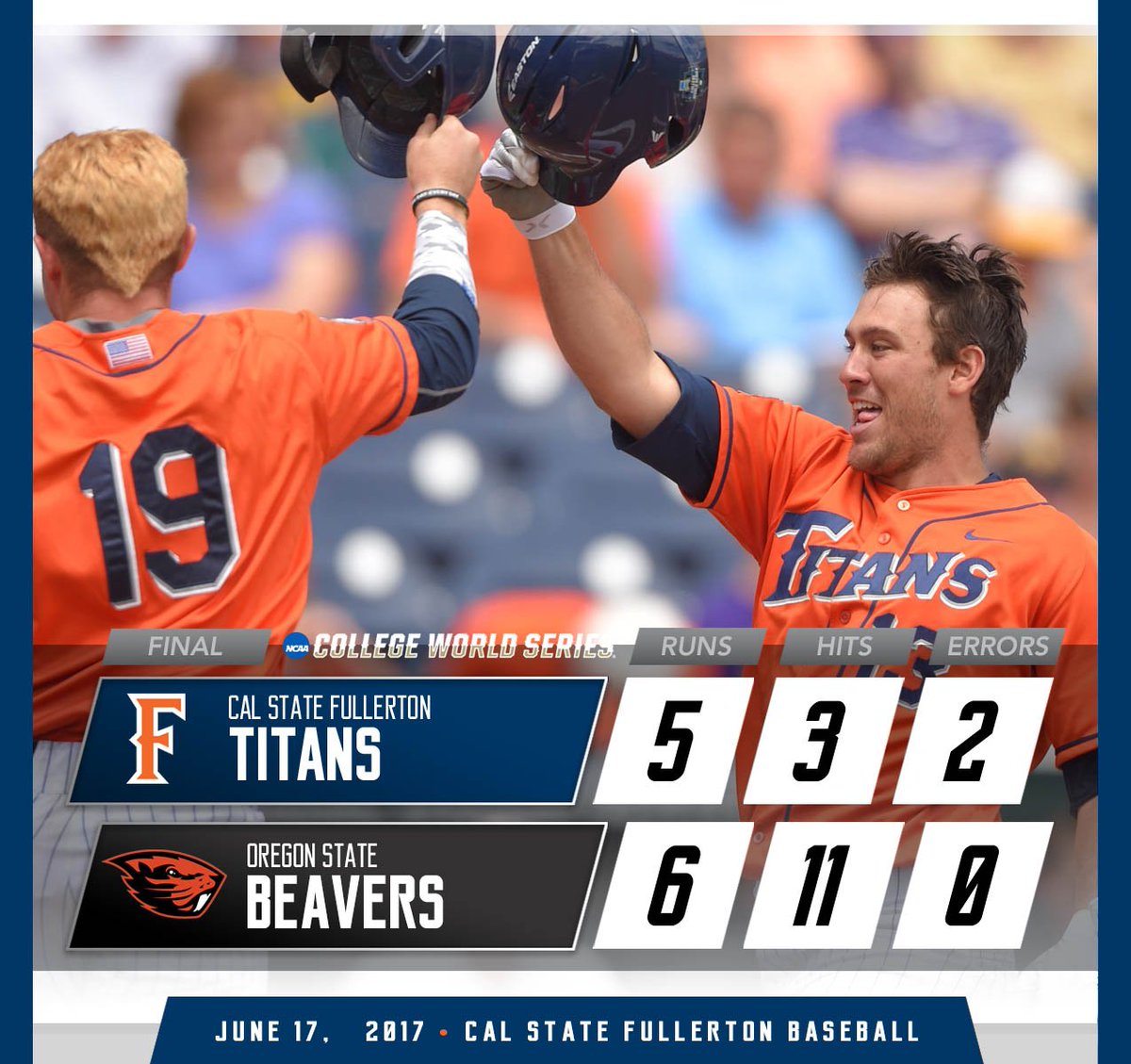 FullertonBSB's tweet image. Titans drop a heartbreaker in @NCAACWS opener 

#TusksUp | #Roadto5
