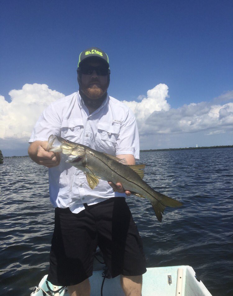 WesleyWhitmire's tweet photo. One lil guy this afternoon. Finally got a break in the weather. #Snook #FlatsFishing #FloridaFishing #topwater #zeraspook #SkiffLife https://t.co/ikHuQ4Tci4