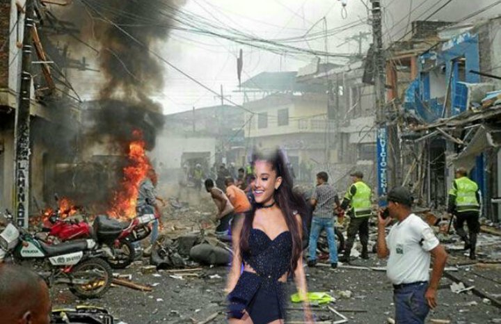 Eder79651555's tweet photo. Esto es tu culpa Ariana Grande 
No se por que no te moriste en el atentado que te hicimos 
#BogotaExplosiva https://t.co/WJLB2mIHzF