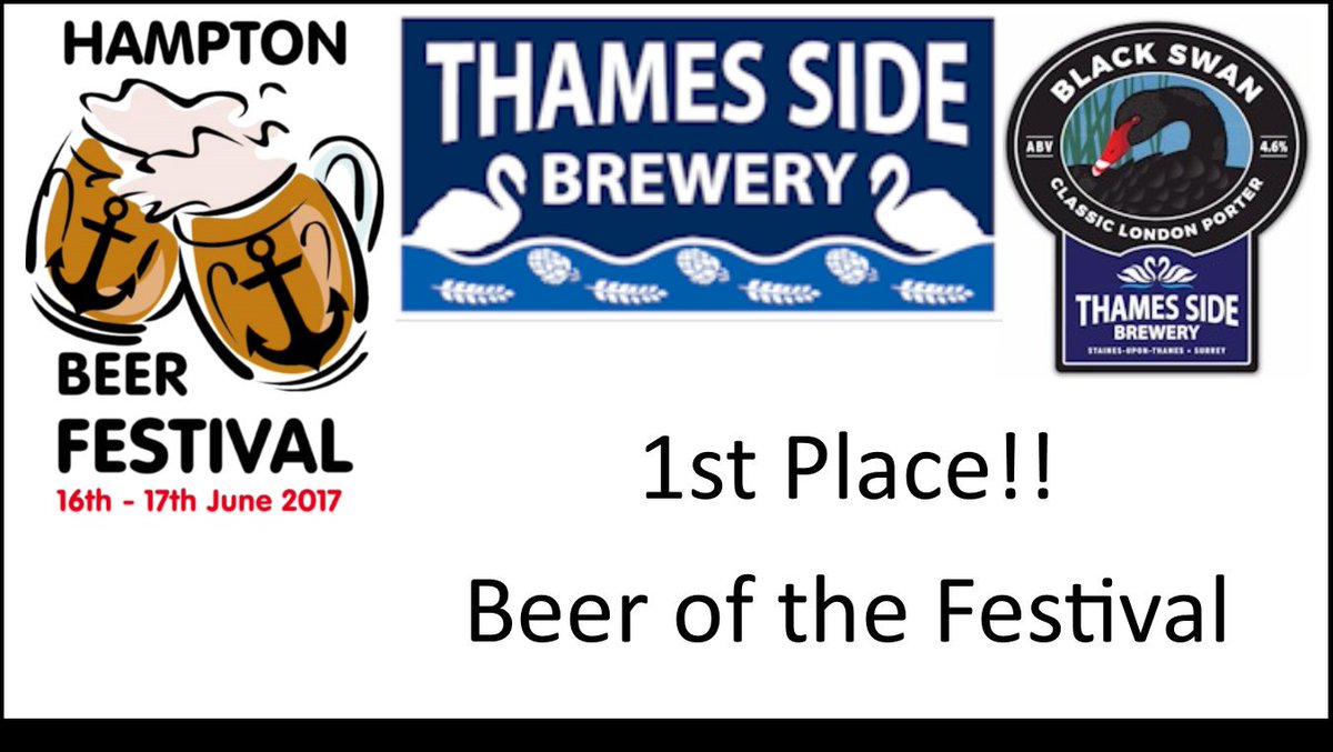 Congratulations to <a href="/thamessidebrew/">Thames Side Brewery</a>  on winning Beer of the Festival with Black Swan!
Thames Side Wryneck Rye came a close second- well done!