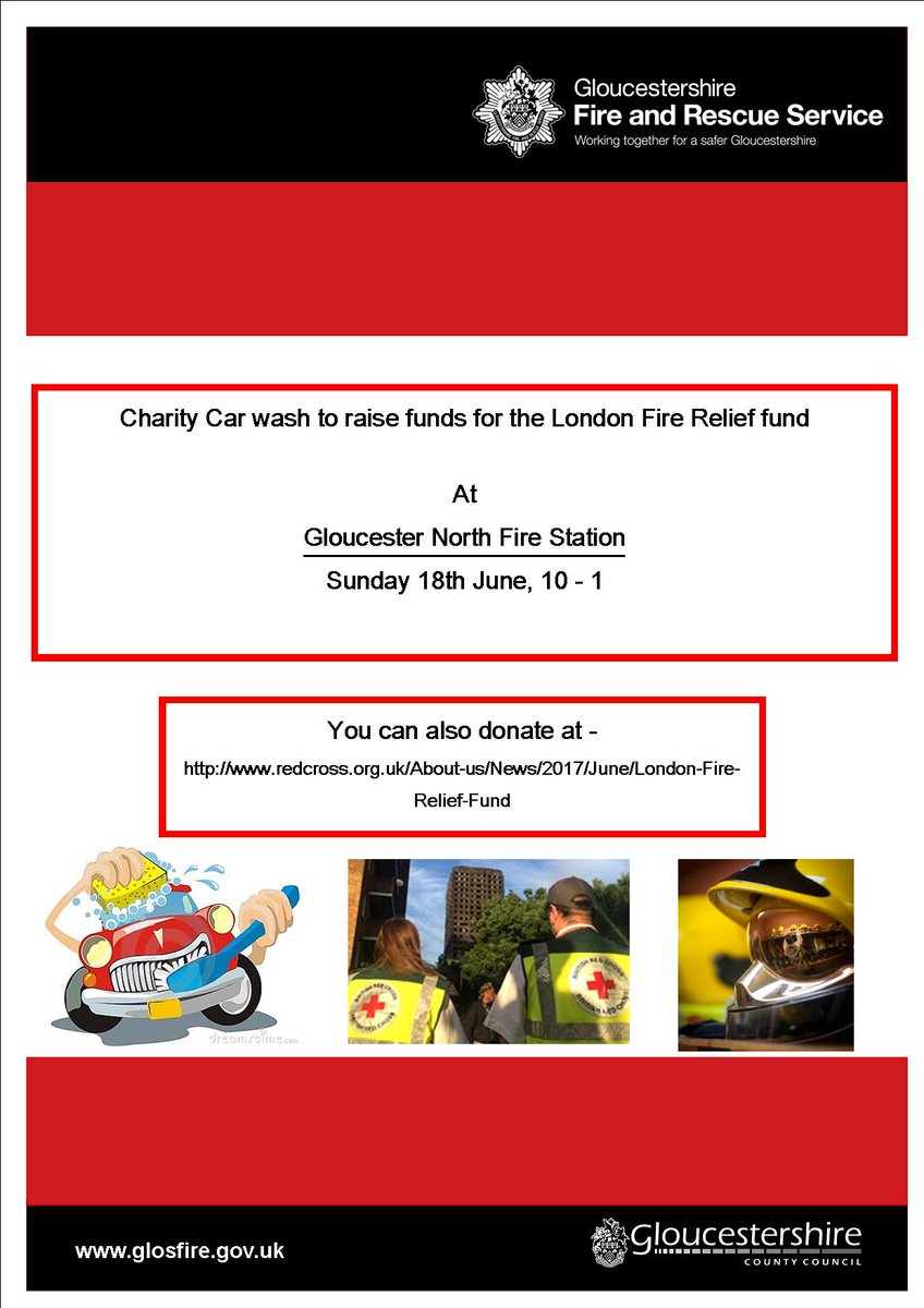 Glosfire's tweet photo. @Glosfire are raising money for the #Grenfell fire victims with car wash at Gloucester North  today https://t.co/Bd4SQGNbeZ