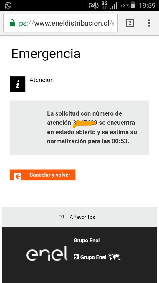 JuacoZ10's tweet photo. @LavinJoaquin Sector portal la reina sin luz hace 30 horas, se estimaba que volviera a las 00:53 y no pasa nada, pesimo @EnelClientesCL. https://t.co/LkxEJqhY1F