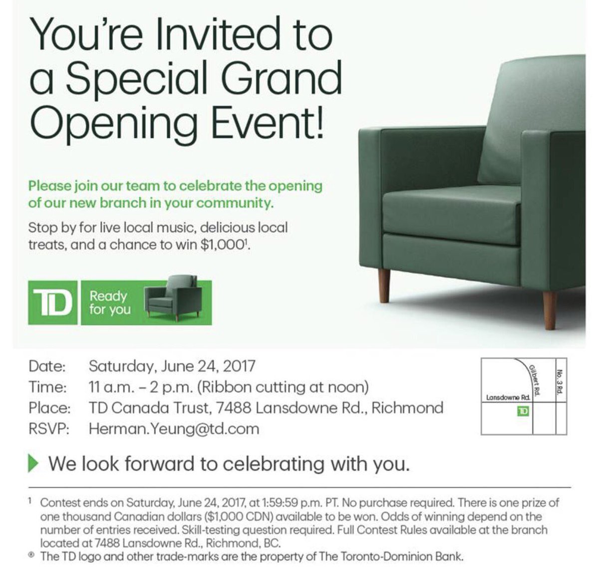 HermanHMYeung's tweet photo. Come join the fun on Sat, June 24th as we welcome our friends, family, and neighbours to the Gilbert &amp; Lansdowne branch warming party! 🌯🍫🎵🎊🎉 https://t.co/oi5cQzxT4b