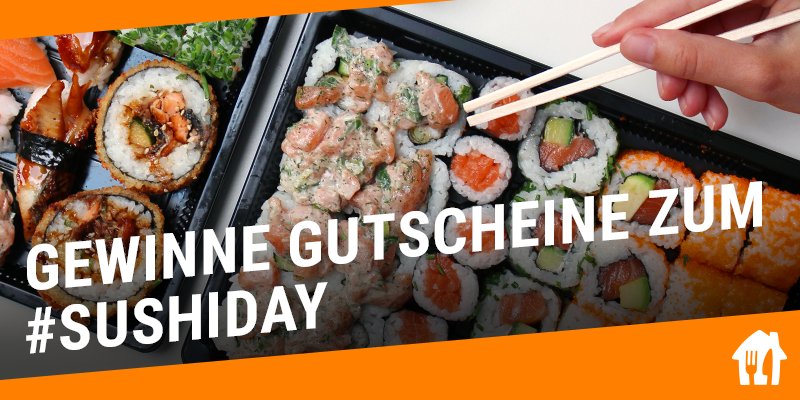 lieferando's tweet photo. Happy international #SushiDay! Wir verlosen bis morgen 25 x 10€ Gutscheine. 👌 Macht mit!  👉 RT &amp; Follow #SushiTag 🍣 #Lieferando https://t.co/eiPekX36LD