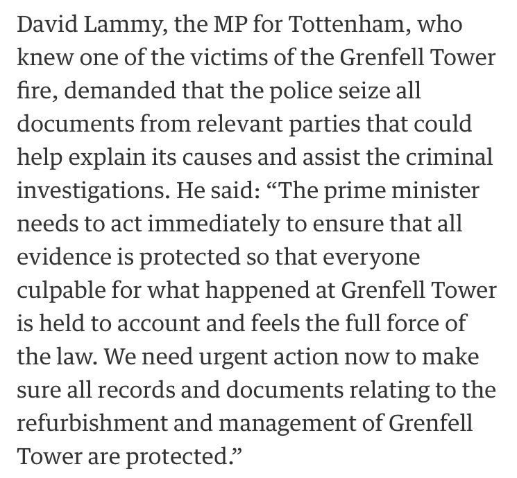 DavidLammy's tweet image. There is concern in the community about a cover up. We cannot risk the destruction of Grenfell emails and documents theguardian.com/uk-news/2017/j…