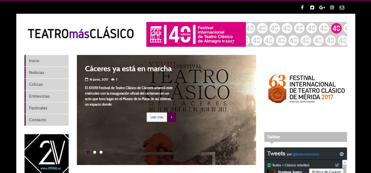 teatromasclasic's tweet photo. Nace el primer portal dedicado exclusivamente a la actualidad del Teatro Clásico. Nos seguís y ayudáis con un RT, por favor? @ronlalateatro https://t.co/nC810M75rV