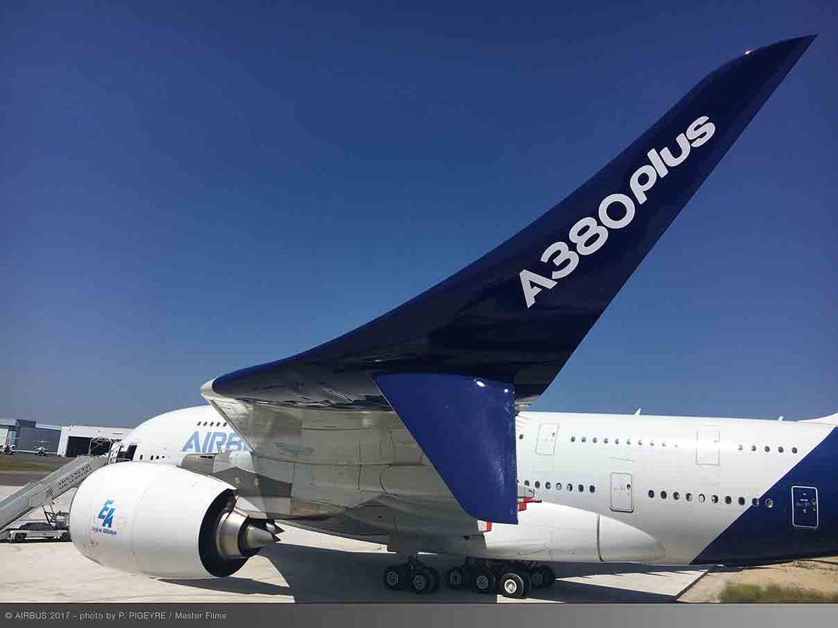 Rotorfocus's tweet image. So it's official now, the wingletted #A380plus has landed...