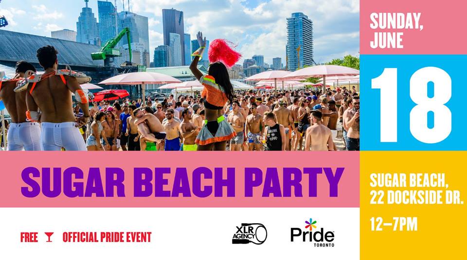 PrideToronto's tweet photo. TODAY #PrideTO hits the beach for our FREE Sugar Beach Party! ft. #DJARON #RenatoCecin + @JeremyKhamkeo! More info: https://t.co/JxoEXYhBNK https://t.co/OCESLB7ePr