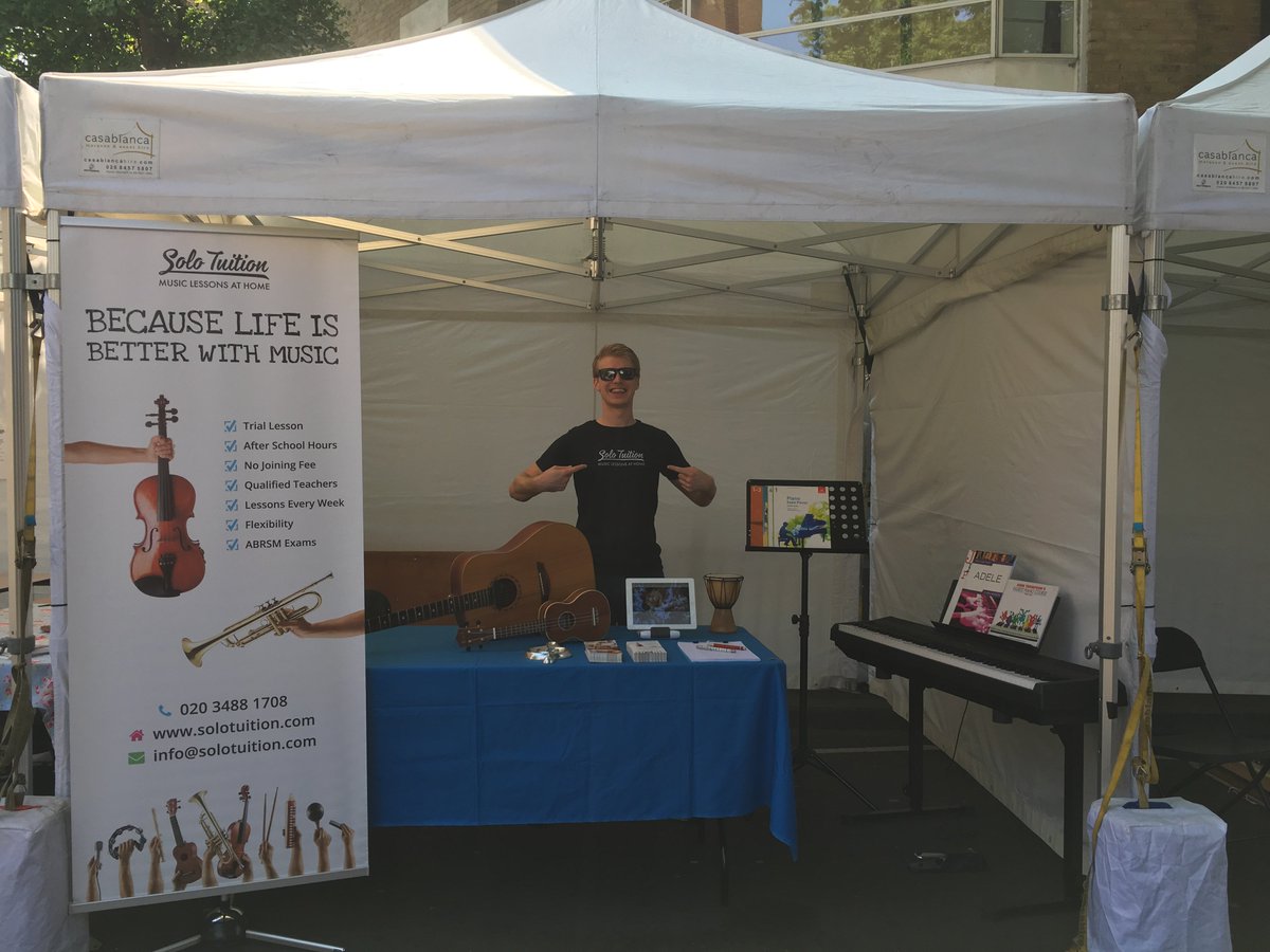 solotuition's tweet photo. Perfect weather and location for the #Marylebone #Summer #Fayre today! Come and see us! #london #marylebone #musiclessons #wegottshirts #sun https://t.co/WLq190AaQI
