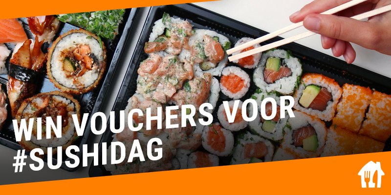 Yes, het is #sushidag! 😄 🍣 Volg ons, retweet dit bericht en maak kans op één van de 25 vouchers t.w.v. €10!