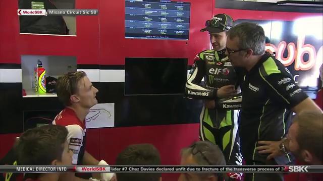 WorldSBK's tweet photo. Great to see @chazdavies7 in the box! We hope you have a good recovery 💪

#RiminiWorldSBK https://t.co/NgS2gAIUhm