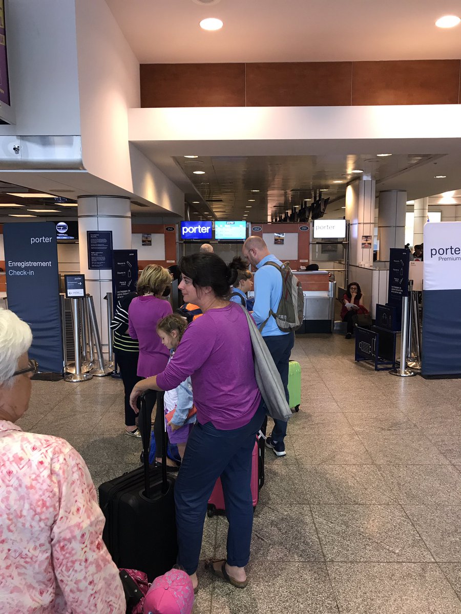 Hey <a href="/porterairlines/">Porter Airlines</a> we're been waiting here @aeroportsMTL for while with absolutely no one...