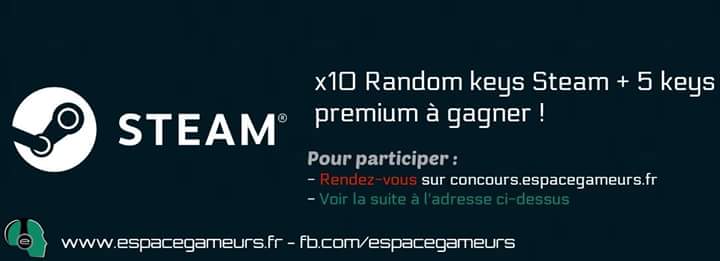 EspaceGameurs's tweet image. 5 Random Clés Steam Premium et 10 Random Clés Steam à gagner !

Pour participer : 
 --&amp;gt; concours.espacegameurs.fr

Bonne chance