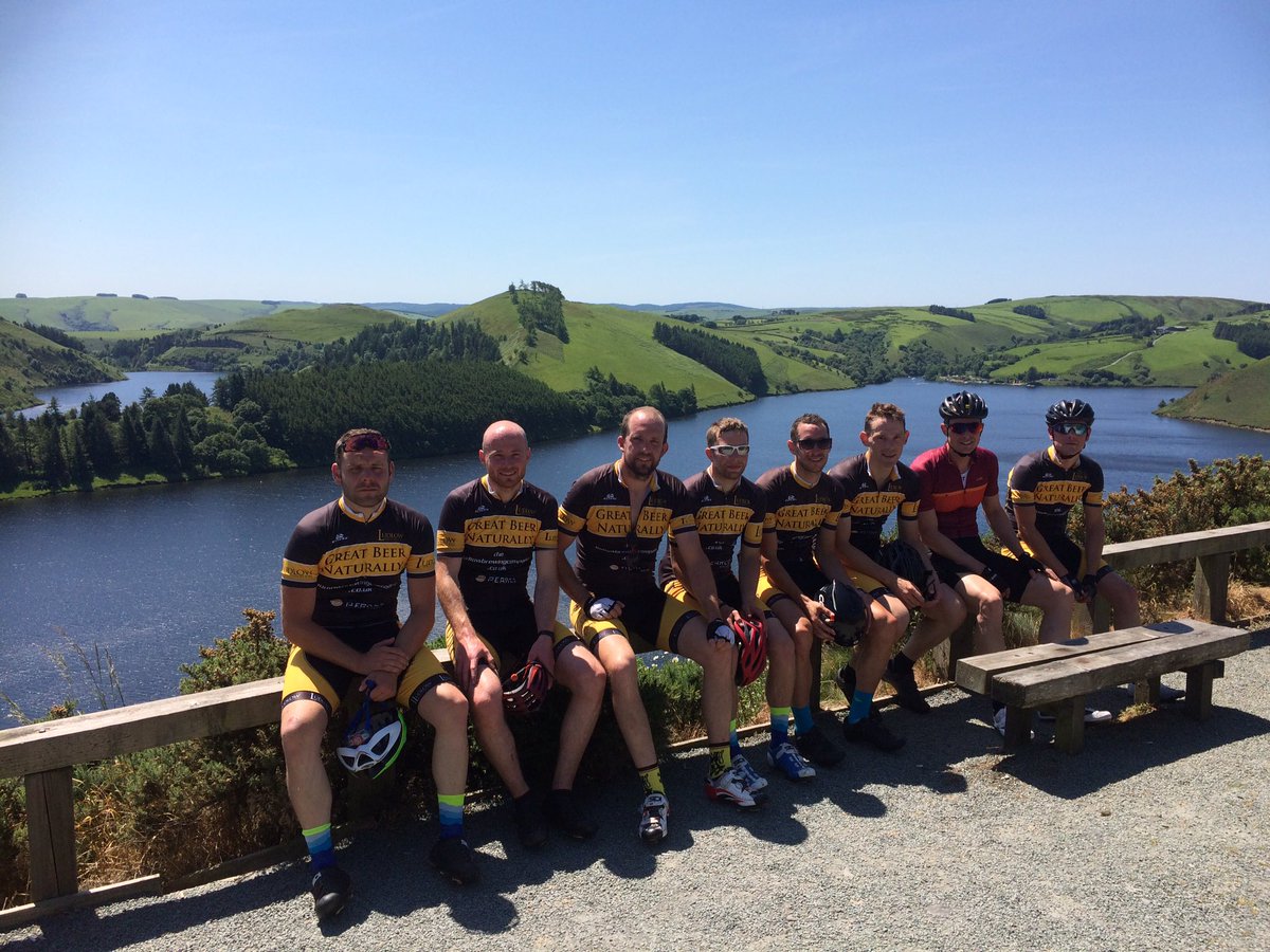 Halfway round our 100 miler at the top of Clwyedog Dam, Llanidloes after a monstrous climb. Top day out Brewers. Get on the Brewery Train!!