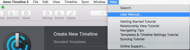 Learn2Timeline's tweet photo. Have you updated #AeonTimeline from v2 to v2.2 yet? Something NEW - a UserGuide. Look under the Help menu. #amwriting #amediting #writetips https://t.co/pOgS0LyPOu