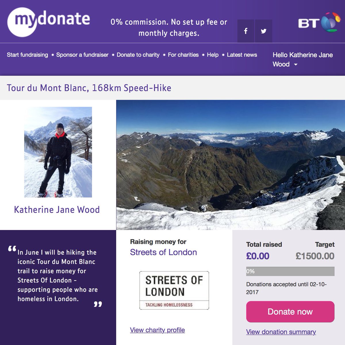 Next week I will be speed-hiking the Tour du Mont Blanc trail to raise money for <a href="/StreetsofL/">Streets of London</a> 

Sponsor me! X

bit.ly/2sGPVyW