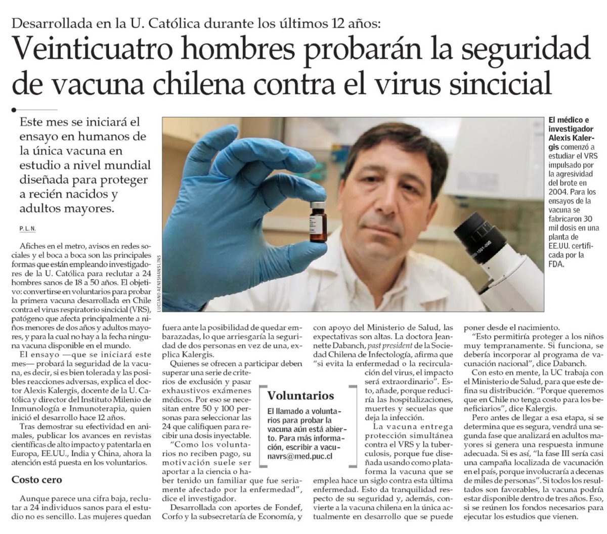 JorgeBabul's tweet photo. Vacuna chilena para virus sincicial @ElMercurio_cl https://t.co/YUnLgaWCv3