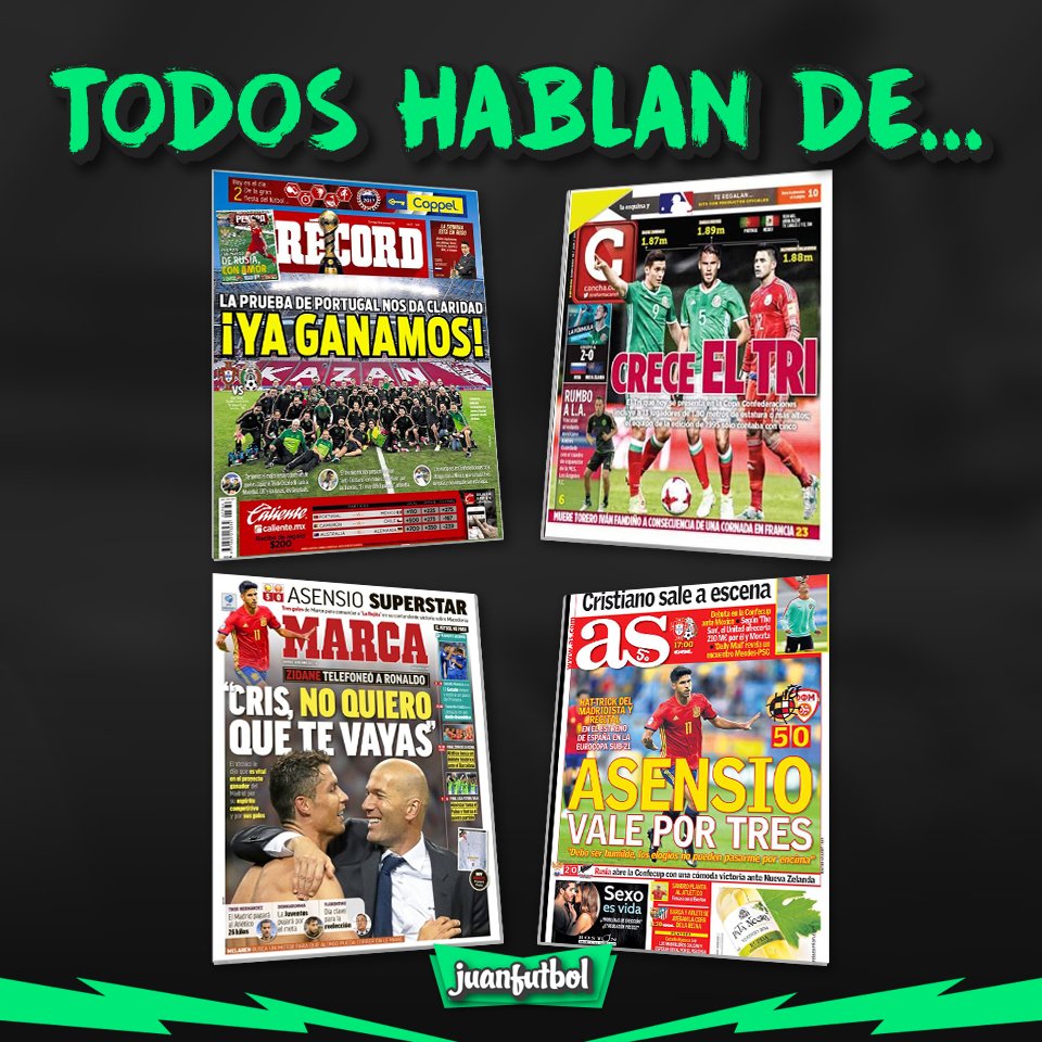 juanfutbol's tweet photo. #MundoDePapel de 18 de junio.
¡Hoy juega el mejor y todos lo saben! 😎 https://t.co/I4bpwVrcmO