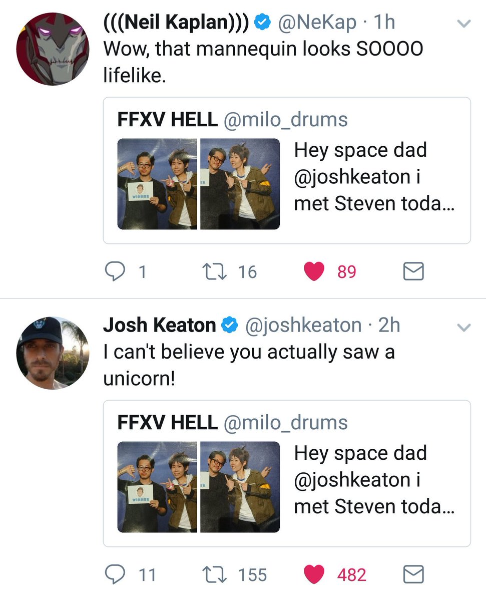 sapphicscientia's tweet photo. I feel like s yeun is the son who never visits and @NeKap and @joshkeaton are his passive aggresive dads https://t.co/yce4iYYq1C