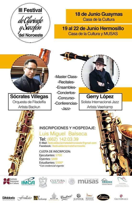ariel_noriega's tweet photo. Hoy recital del III Festival de Clarinete y Saxofón, 7pm Casa de la Cultura.
ENTRADA LIBRE!
#CulturaGuaymas #Guaymas https://t.co/k4lM0pWmP1