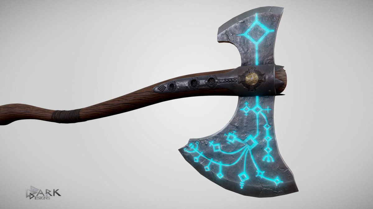 Got some feedback on my axe so now with updated #emissive #SubstancePainter...