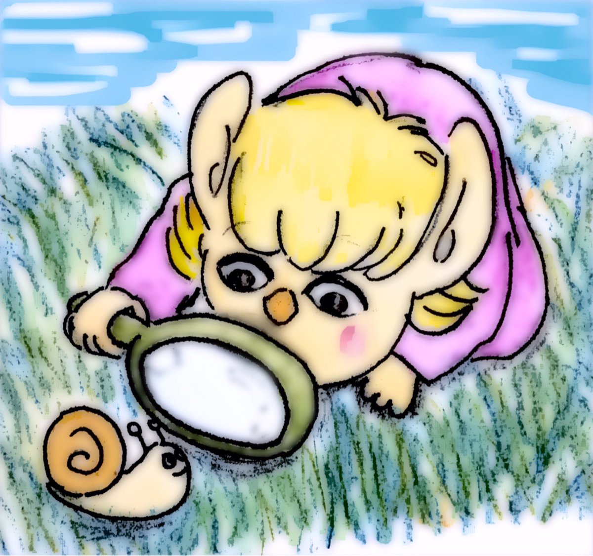 ryugo1972's tweet photo. 「LuckyDragon&amp;HIS FRIENDS」
”ラッキーのお友だち小人のラート”
🐌カタツムリ発見
#illustration #dwarf  #hobbit #snails #イラスト #ファンタジー #モンスター #キャラクター #こびと #カタツムリ #梅雨 https://t.co/6FiLAwrZ13