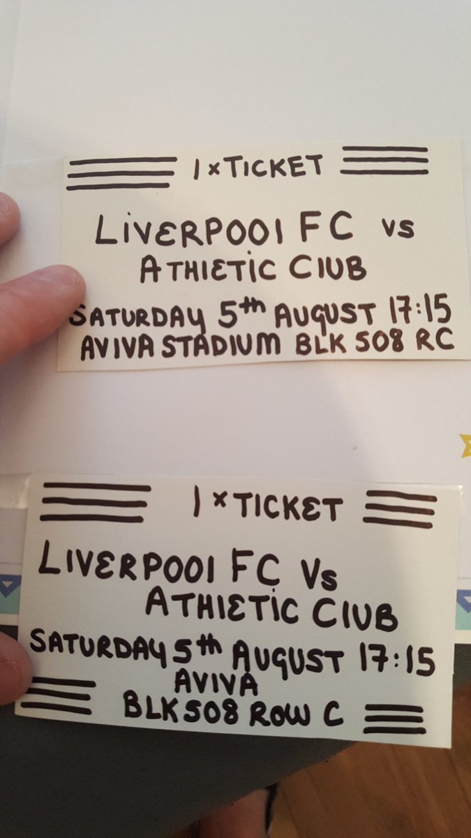 DarrenSpencey's tweet photo. Absolutely delighted that the boys picked me up two tickets for Liverpool fcs friendly in Dublin
Roll on 5th August
#liveepoolfc https://t.co/FglTX4PuvU
