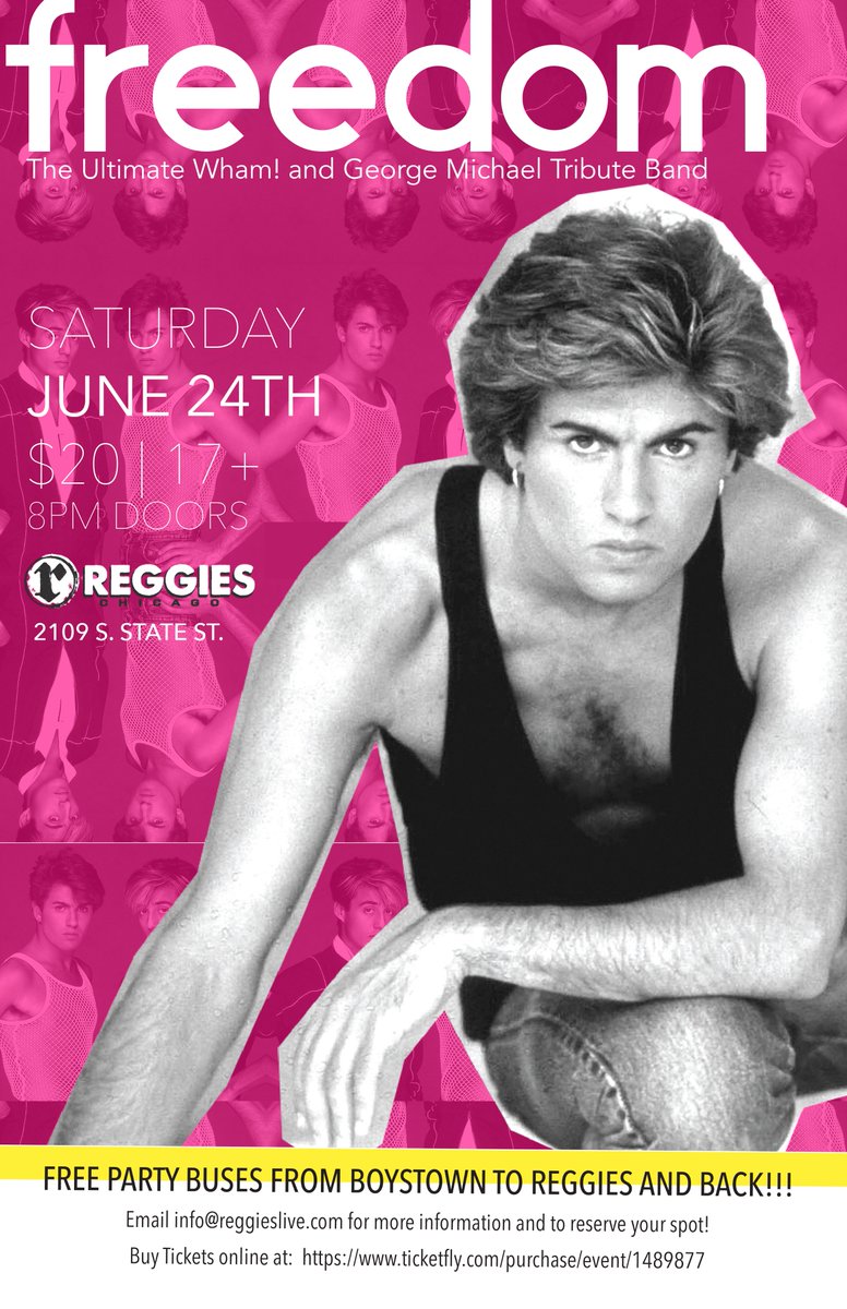 Freedom—Ultimate George Michael and Wham! Sat. June 24, Reggies, 2109 S. State, 17+. reggieslive.com/show/freedom-b… .  <a href="/GeorgeMichael/">George Michael</a> <a href="/reggieslive/">Reggies</a>