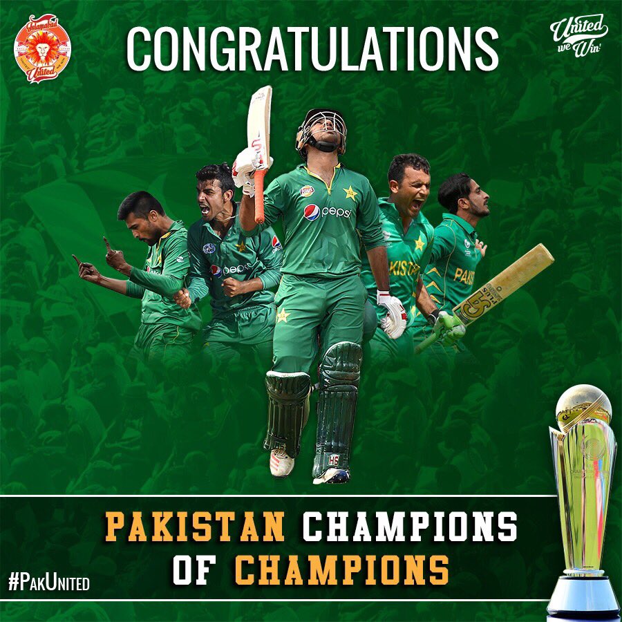 IsbUnited's tweet photo. Pak have won every major ICC trophy:

-1992 WorldCup
-2009 WT20
-2016 Test Mace
-2017 Champions Trophy

Retweet if you are a proud Pakistani https://t.co/pev5TtfMda