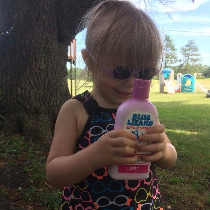 HPSNetwork's tweet photo. #curehps #dermatology #bluelizardsunscreen Enjoying a burn free day with her sunscreen. She loves it because it turns pink in the sun. https://t.co/VqHRRk3gsm