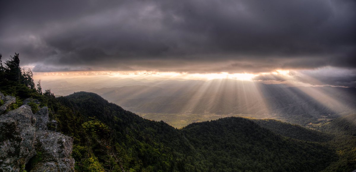 Sun Rays coming through clouds on RoanMountain Wednesday