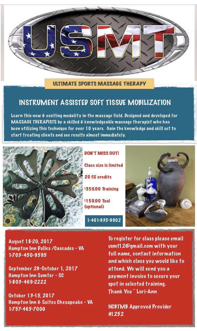 LmtloriAnn's tweet photo. Looking forward to teaching this modality and it's techniques in the near future-don't miss out!#usmteducation #usmt #iastm #massagetherapy https://t.co/QGkw1349RQ