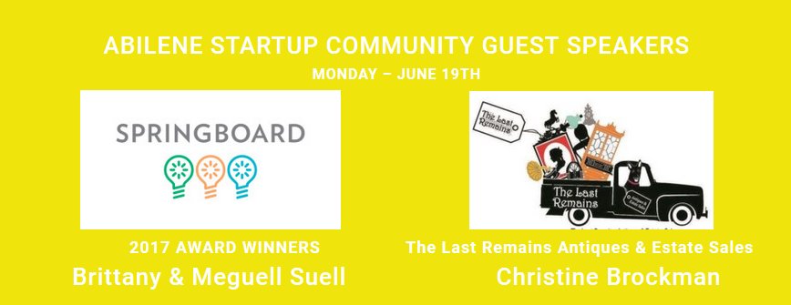 VentureCall's tweet image. TOMORROW: GUEST SPEAKERS AT THE ABILENE STARTUP COMMUNITY LUNCH.  Treat yourself to pizza/bring a friend. ow.ly/Tnf130cGzoX