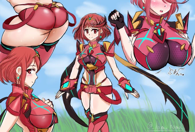 ゼノブレイド2のホムラちゃんがツボに入る可愛さだったので描く練習をしてました 