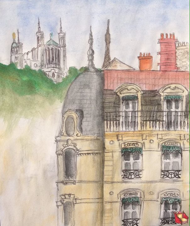ELIAREycreation's tweet photo. Watercolor: Lyon's architecture https://t.co/C0HDatgqW8
