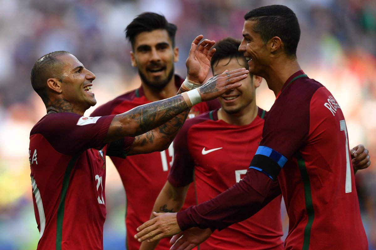 ChampionsLeague's tweet photo. Beşiktaş talisman @07RQuaresma on target as @Cristiano captains Portugal in #ConfedCup draw 🇵🇹⚽️👌

#UCL https://t.co/xnyNuEs32E