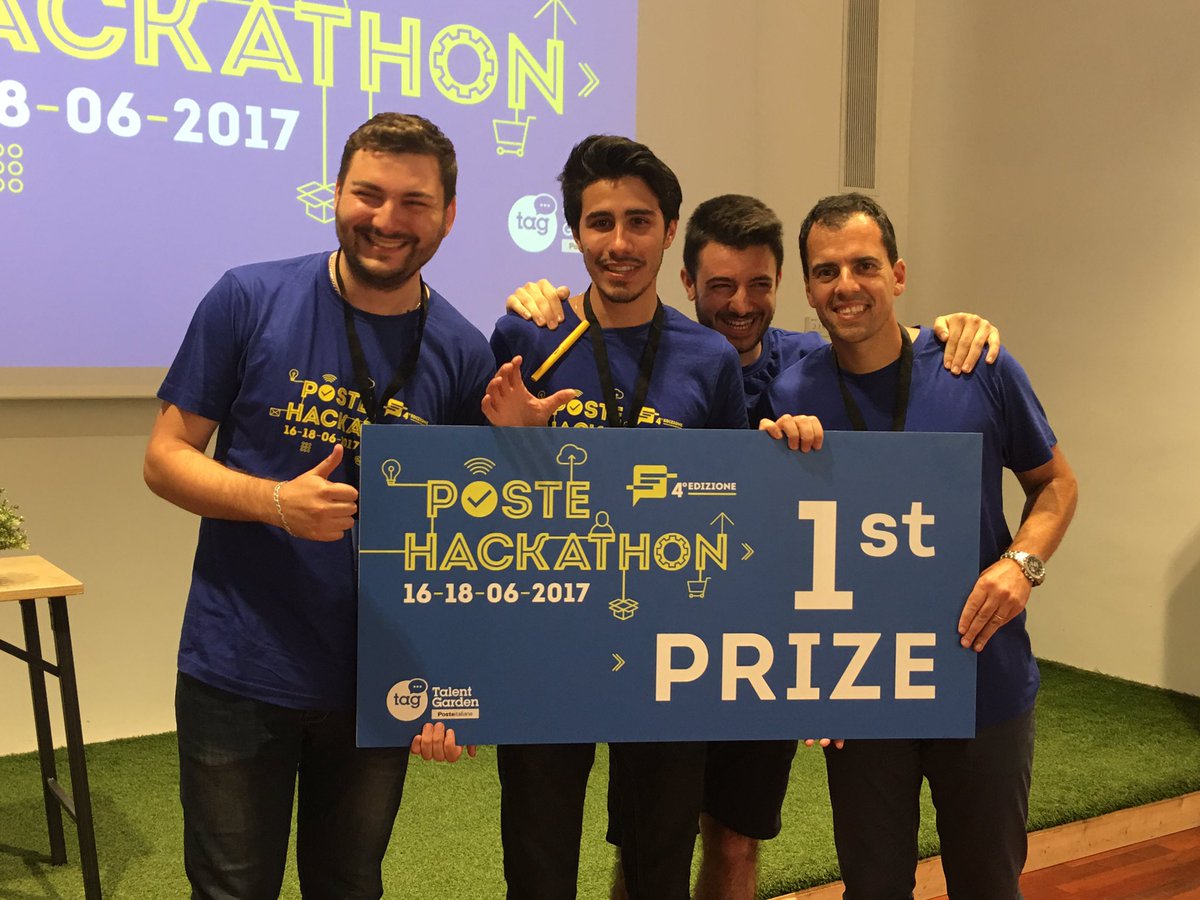 PosteItaliane's tweet photo. #PosteHack @TalentGardenit "Elisa" si aggiudica il primo posto della quarta edizione di #PosteHack! https://t.co/8JoQVEVo0I
