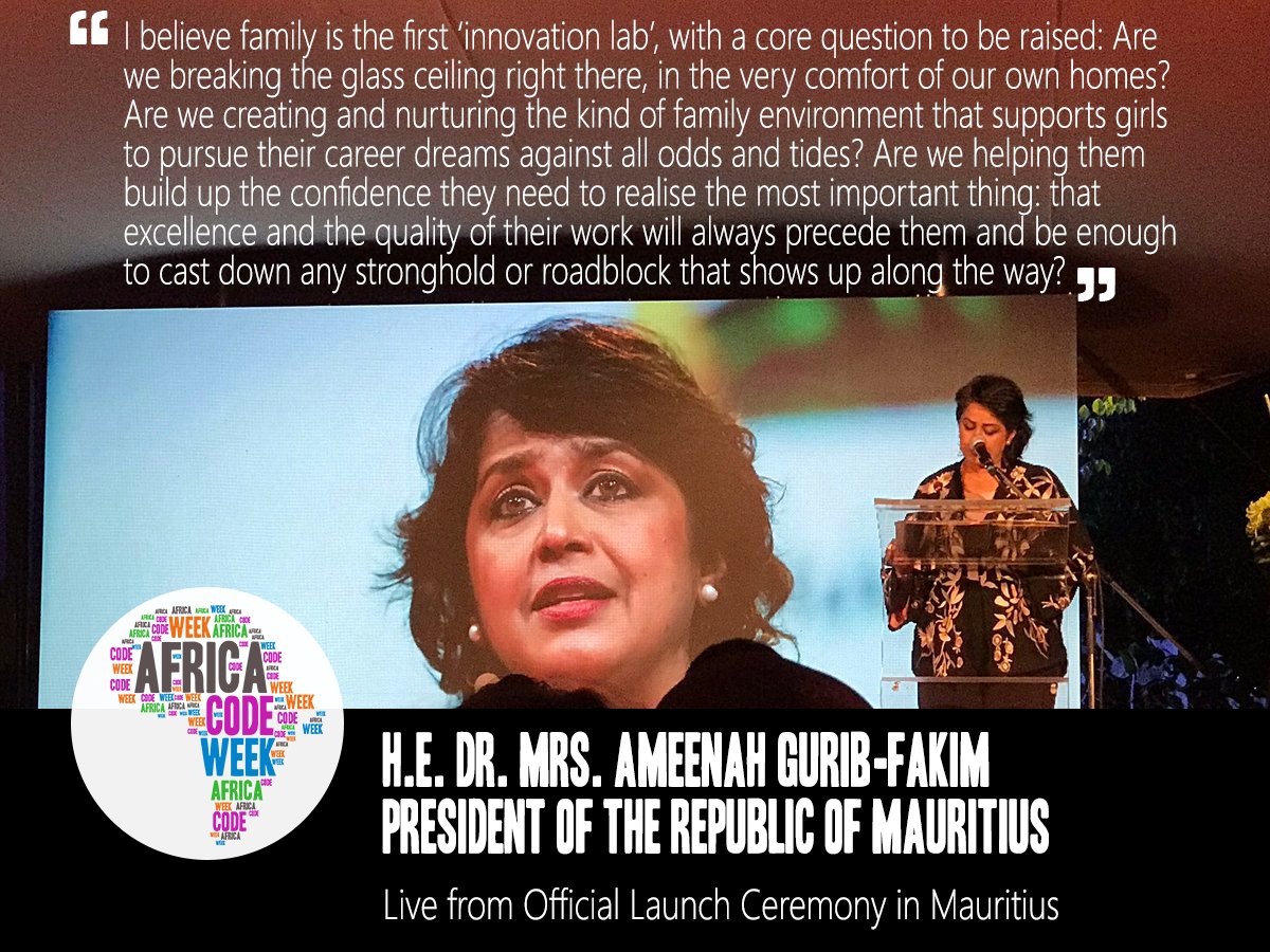 Just announced: Her Excellency <a href="/aguribfakim/">Ameenah Gurib-Fakim</a>, President of the Republic of Mauritius, will be #HighPatron of #AfricaCodeWeek 2017!