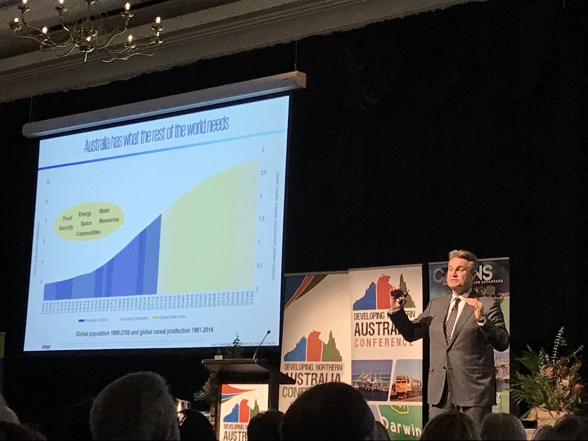QRIDAmedia's tweet photo. Northern Aust has everything a growing world pop needs - food, energy, space, water etc @BernardSalt #devnorth conference #cairns https://t.co/OJk6aQOM2d