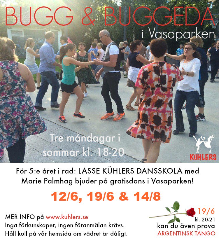 KulturSthlm's tweet photo. #Gratis 50-talsbugg, #Buggeda och #Tango i #Vasaparken kl 18-21 https://t.co/ymCiSgqPKE #dans #bugg #motion 💃🕺#kühlers #dansskola https://t.co/EjwIgVgj7R