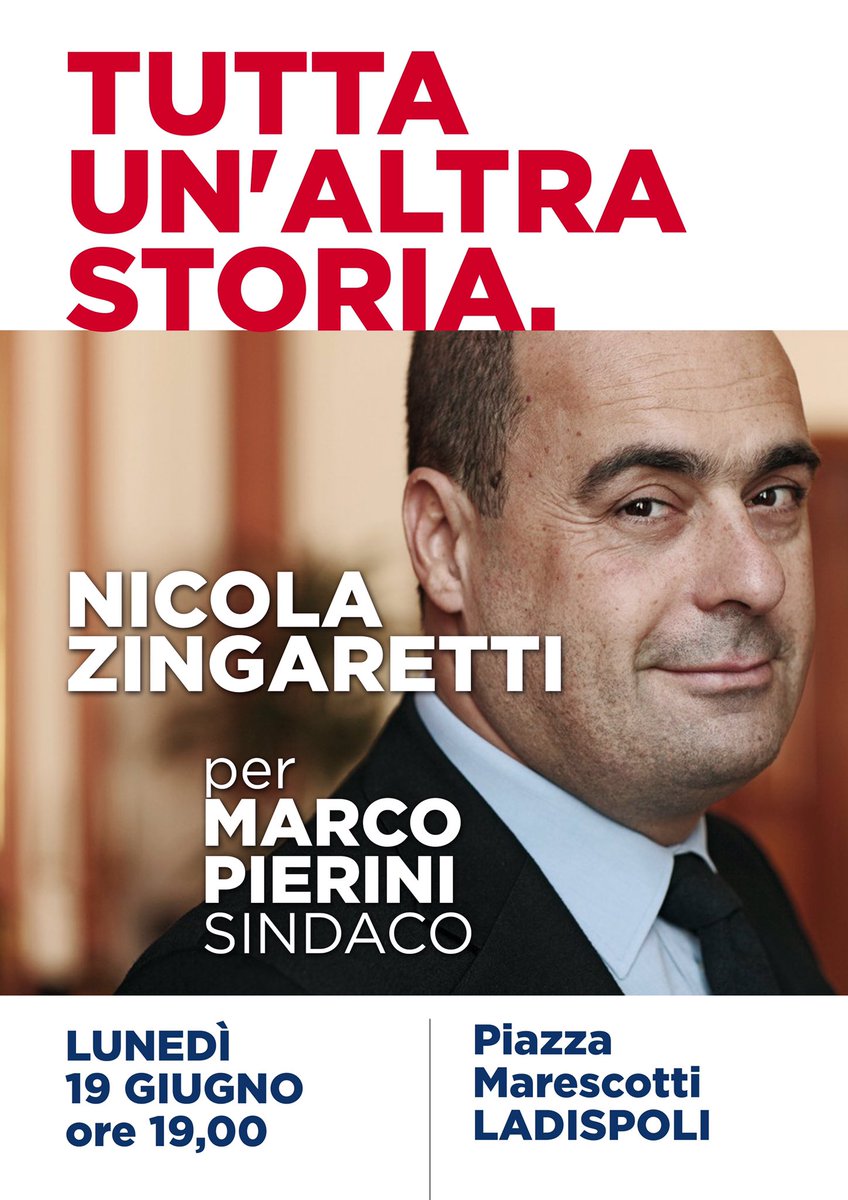 PieriniSindaco's tweet photo. #Ladispoli  Domani, alle 19, insieme a @nzingaretti !  #MarcoPieriniSindaco https://t.co/WMH1bezeIf